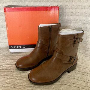 Vionic Tan Ankle Booties with Buckle